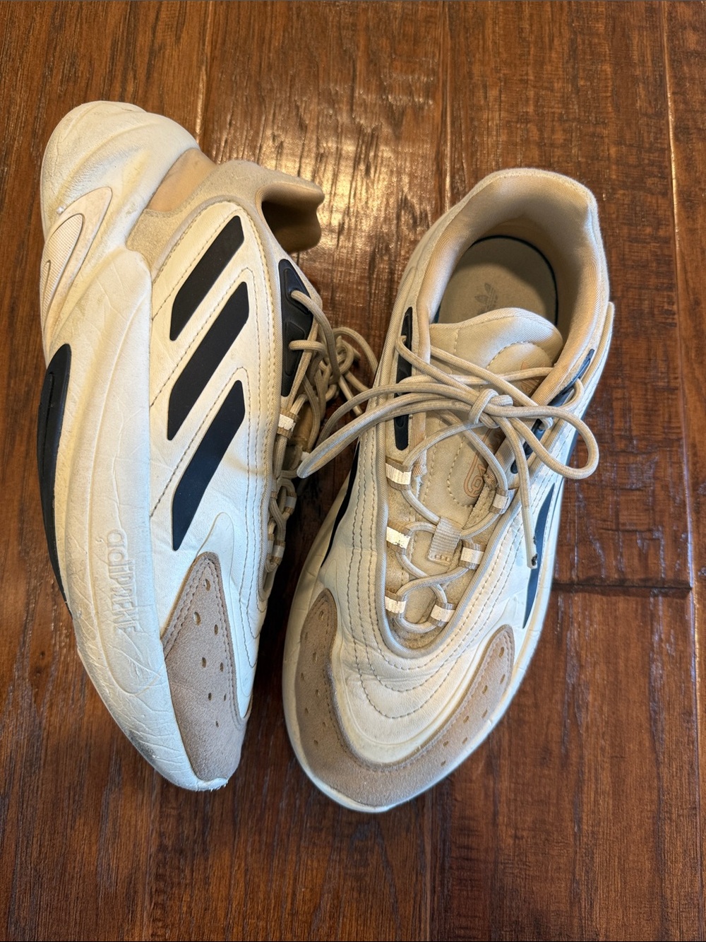 adidas Cream and Black Retro Runner Sneakers
